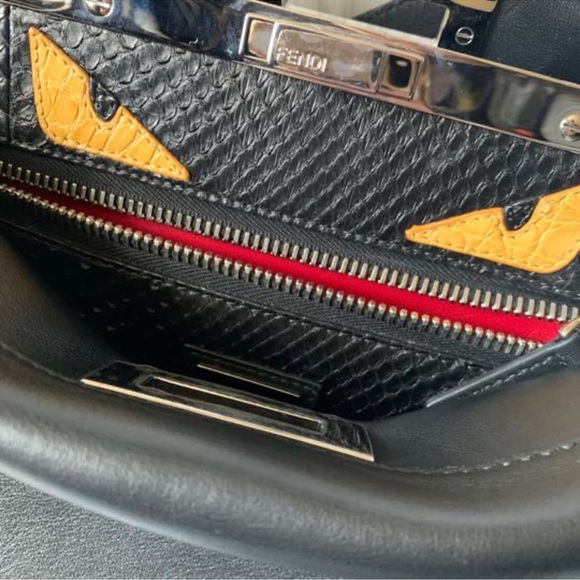Fendi Monster Eyes Peekaboo Bag, Black/Yellow - Picture 6 of 10
